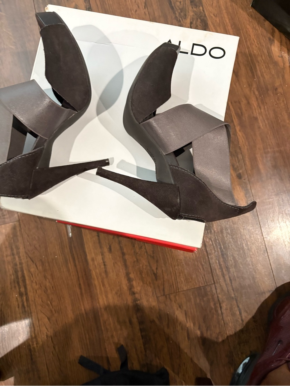 Pedro Garcia Dark Brown Suede Crossover High Heel Sandals